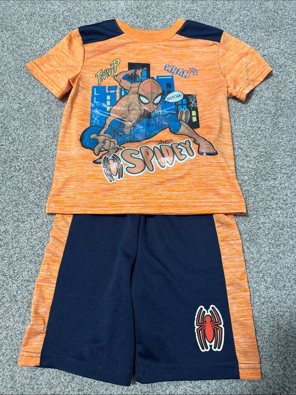 Marvel Orange and Navy Spidey Graphic Kids Pajama Set
